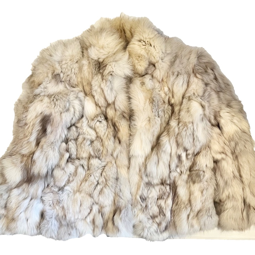 Genuine Blue Fox Fur Coat Origin Scandanavia Satin Lining